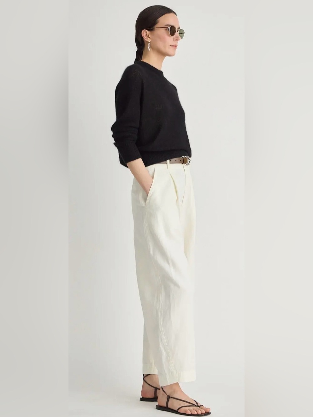 APIECE APART BARI CROP CREAM LINEN 4 - Picture 3 of 6
